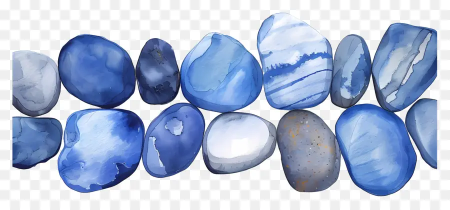 Синяя контурная галька，Гладкие камни PNG