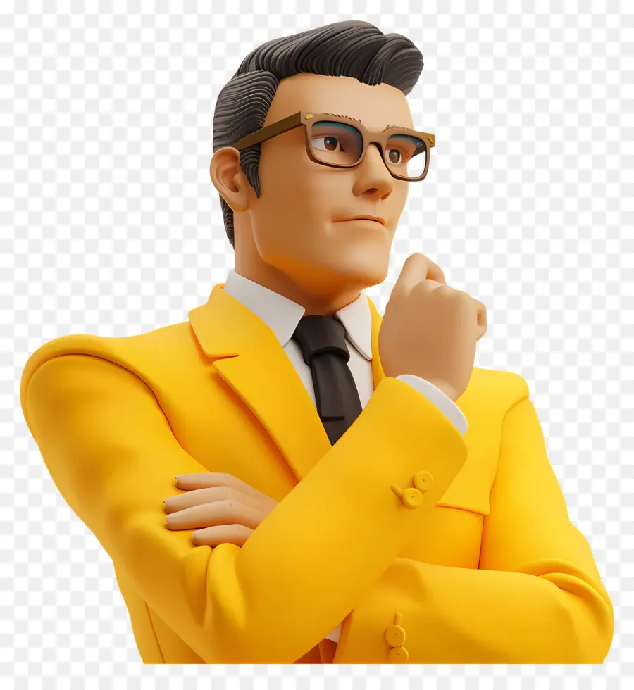 Обдумывая бизнесмен，Желтый костюм PNG