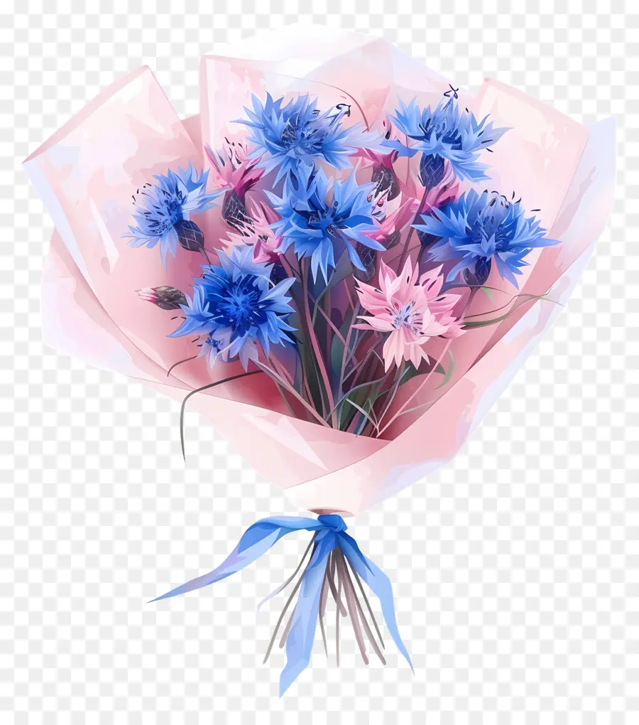 кукурузные потоки букет，синие цветы PNG