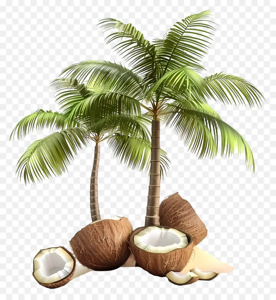 ладонь с кокосами，кокосы PNG