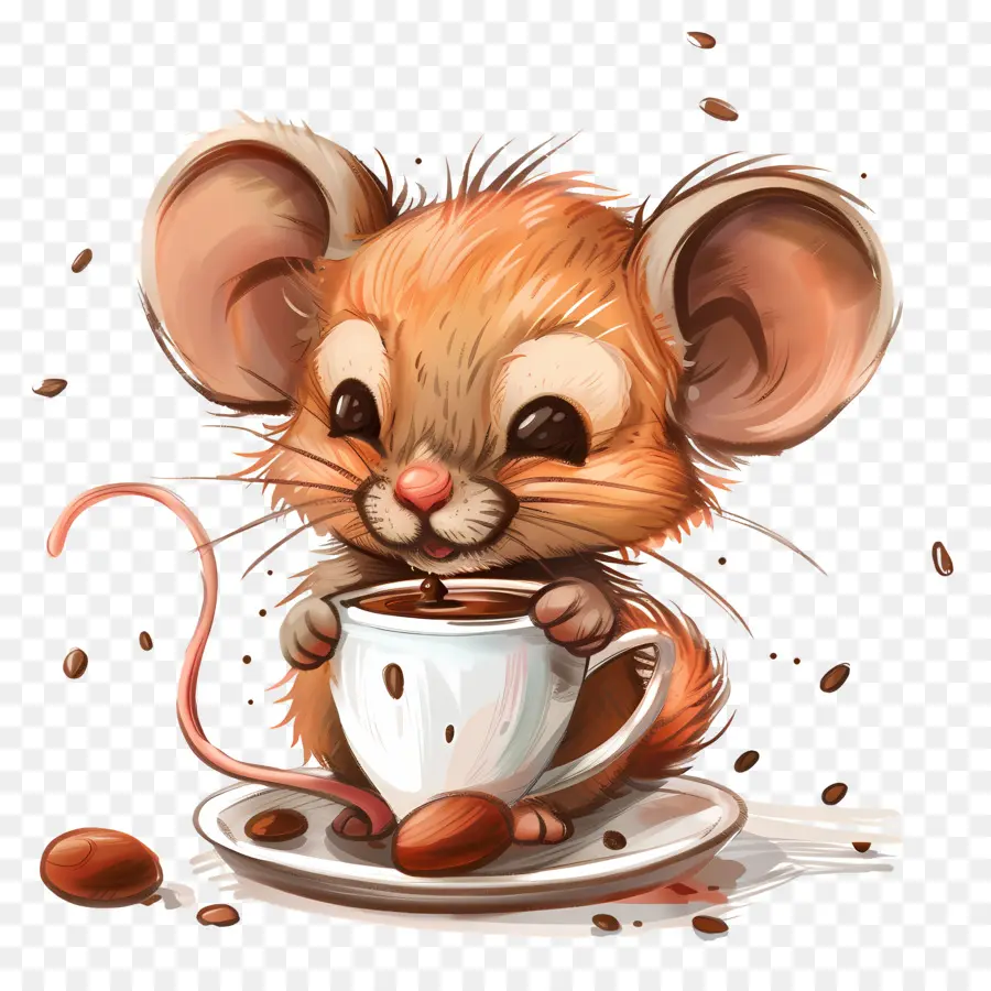 Мышь，кофе PNG