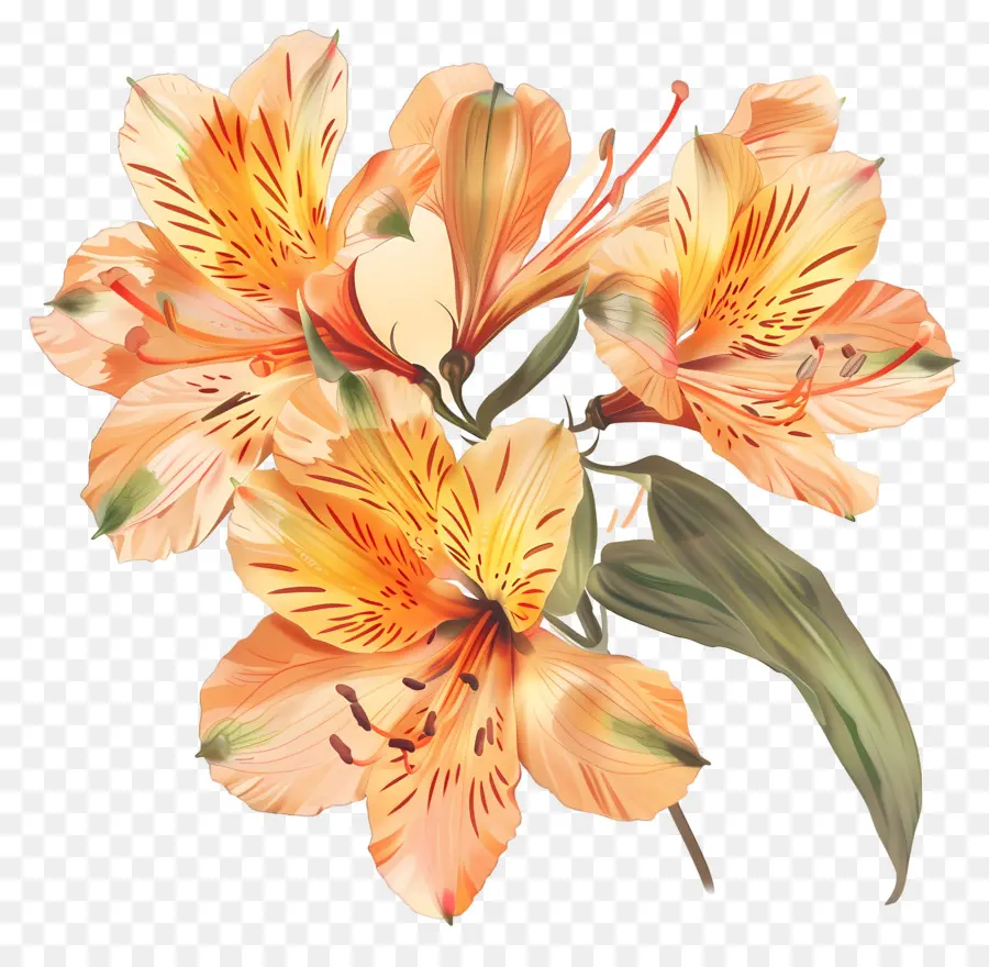 Alstroemeria Flower，оранжевые лилии PNG