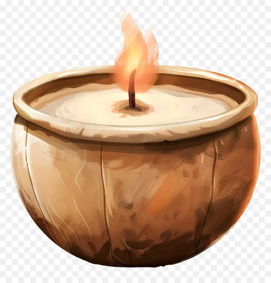 Свеча，деревянная чаша PNG