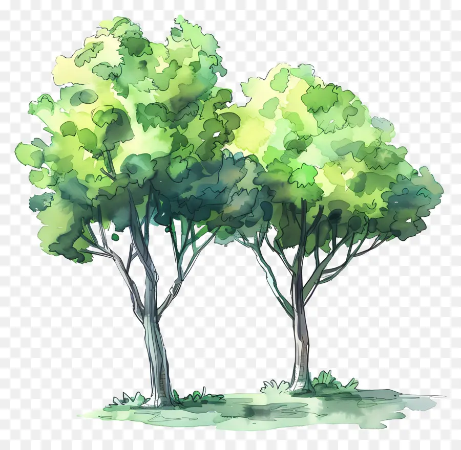 акварельные деревья，деревья PNG