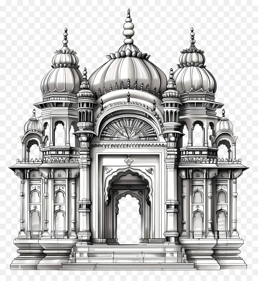 Индуистский Храм，богато украшенная резьба PNG