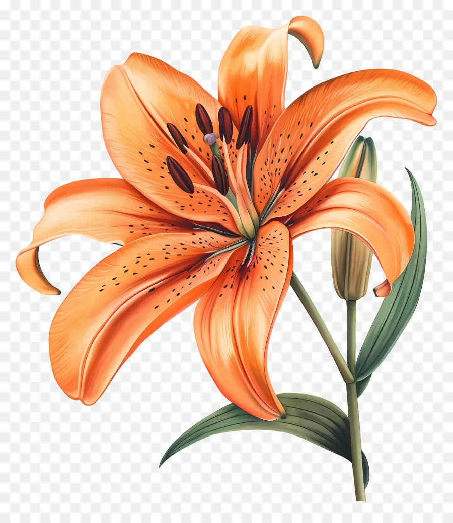 Оранжевая Лилия，цветок PNG