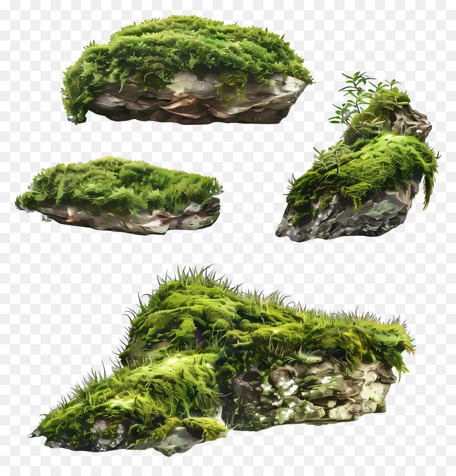 зеленый мох，рок образования PNG