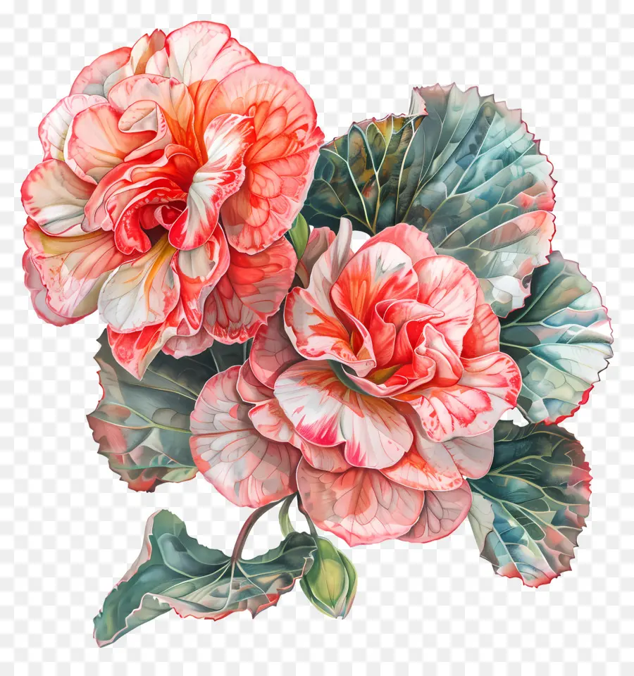 цветок бегония，акварельная живопись PNG