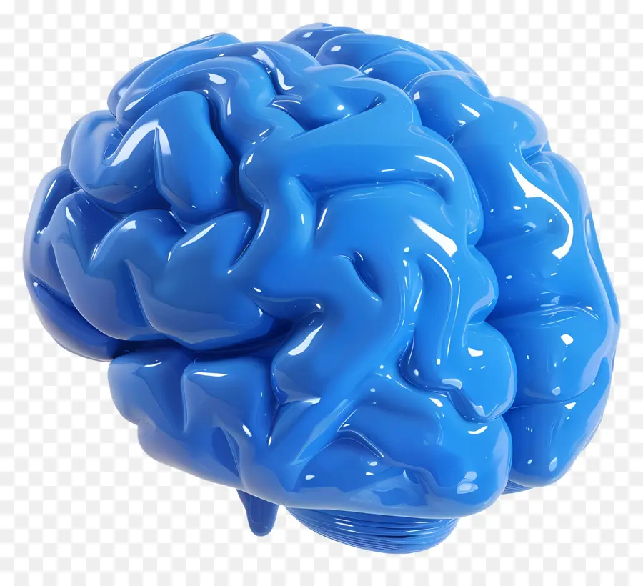 голубой мозг，3d визуализация PNG