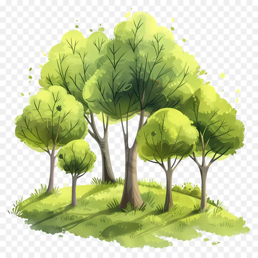 лесные деревья，зеленый пейзаж PNG