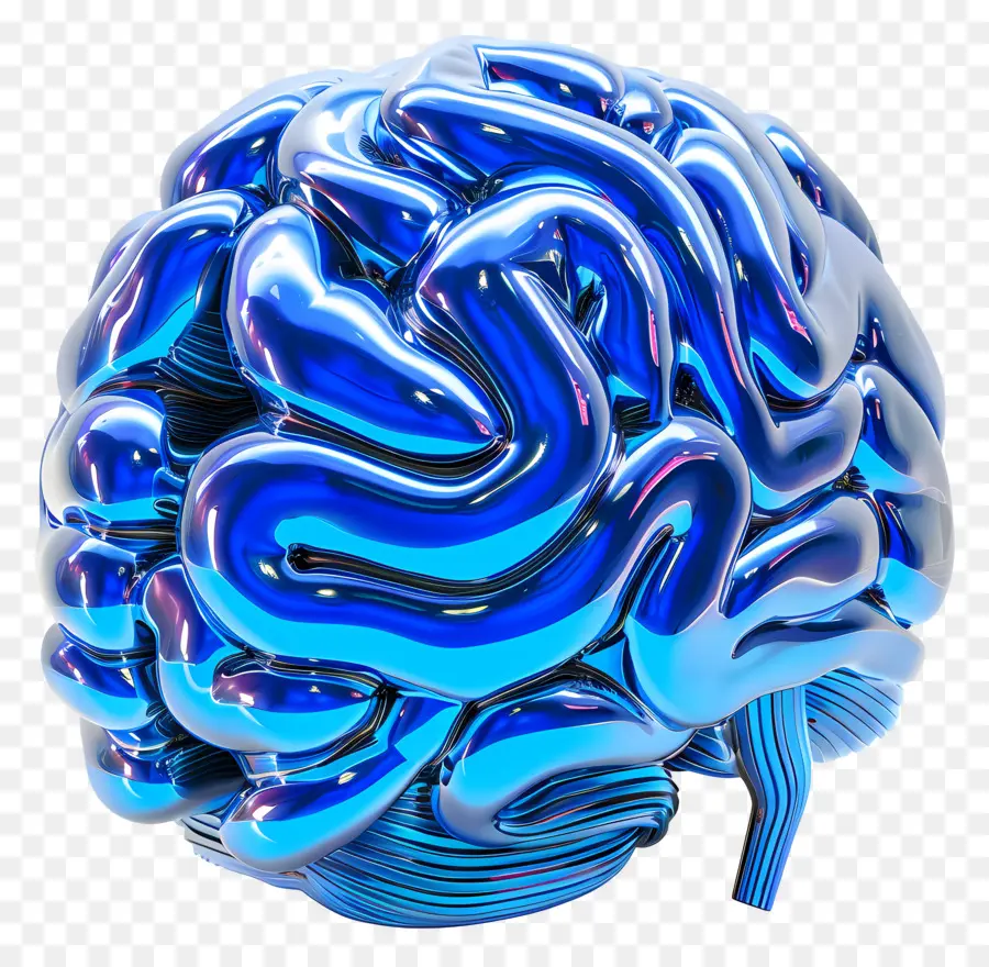 голубой мозг，Компьютерный мозг PNG