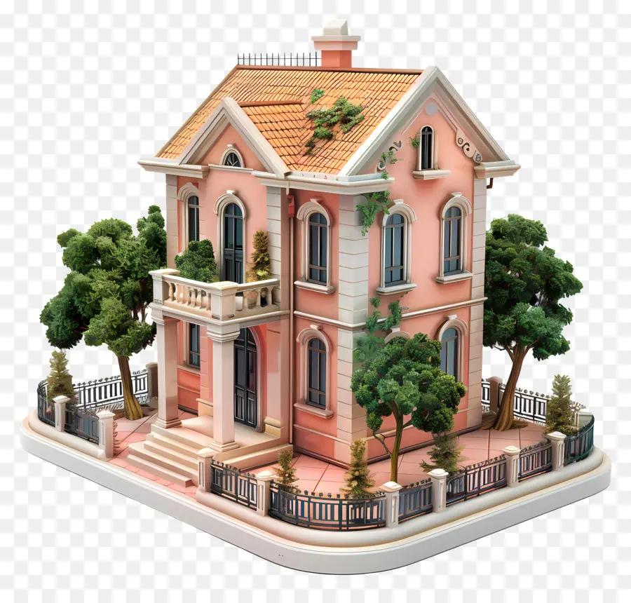 недвижимость дом，Розовый викторианский дом PNG
