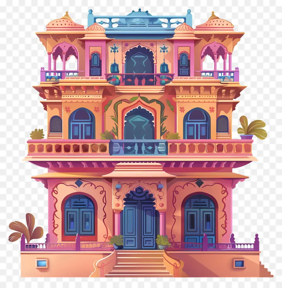 индийский дом，индийской архитектуры PNG