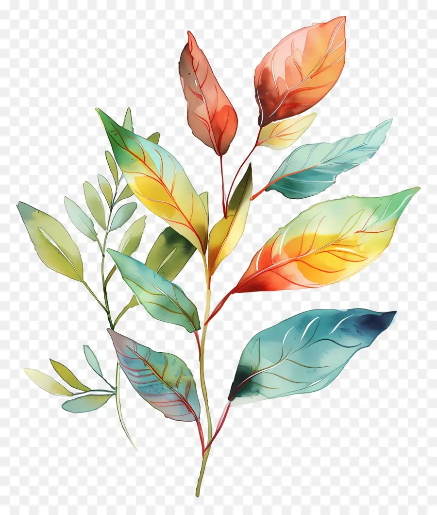 акварельные листья，акварельная живопись PNG