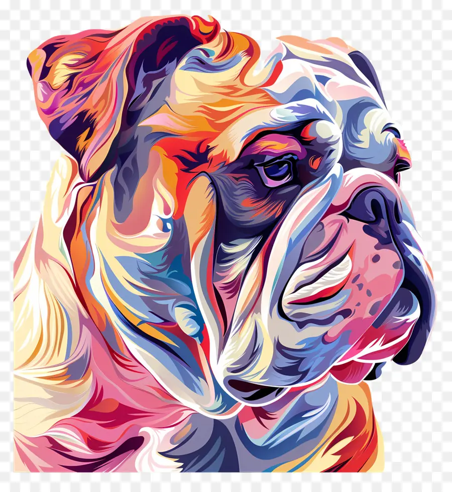 Бульдог，красочные собака PNG