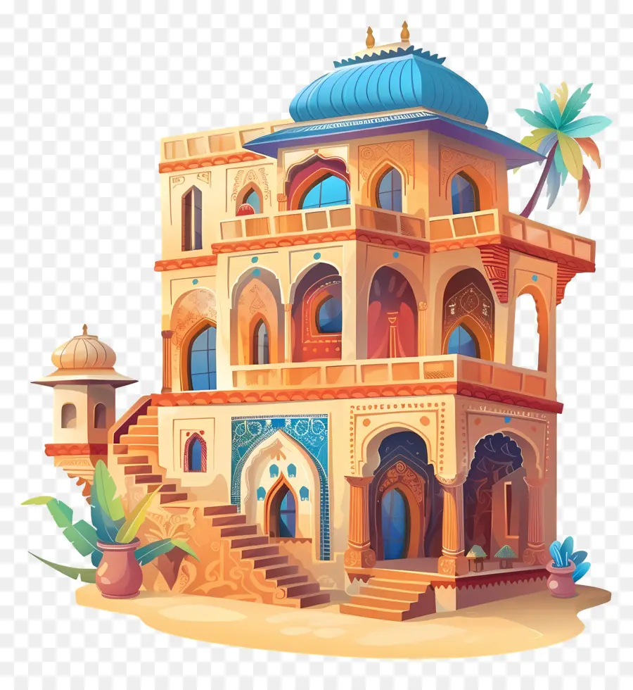 индийский дом，индийской архитектуры PNG