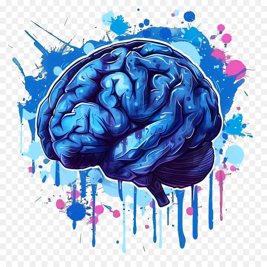 голубой мозг，мозг PNG