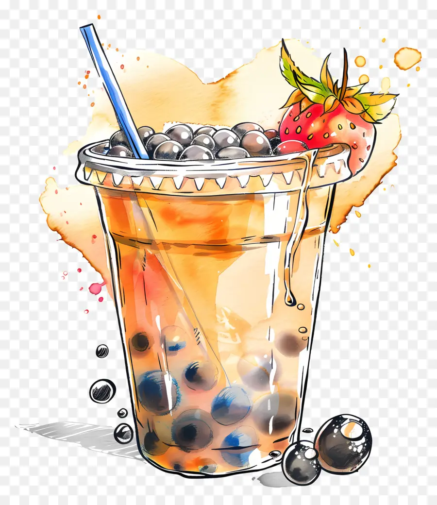 Пузырь чай，причудливая иллюстрация PNG