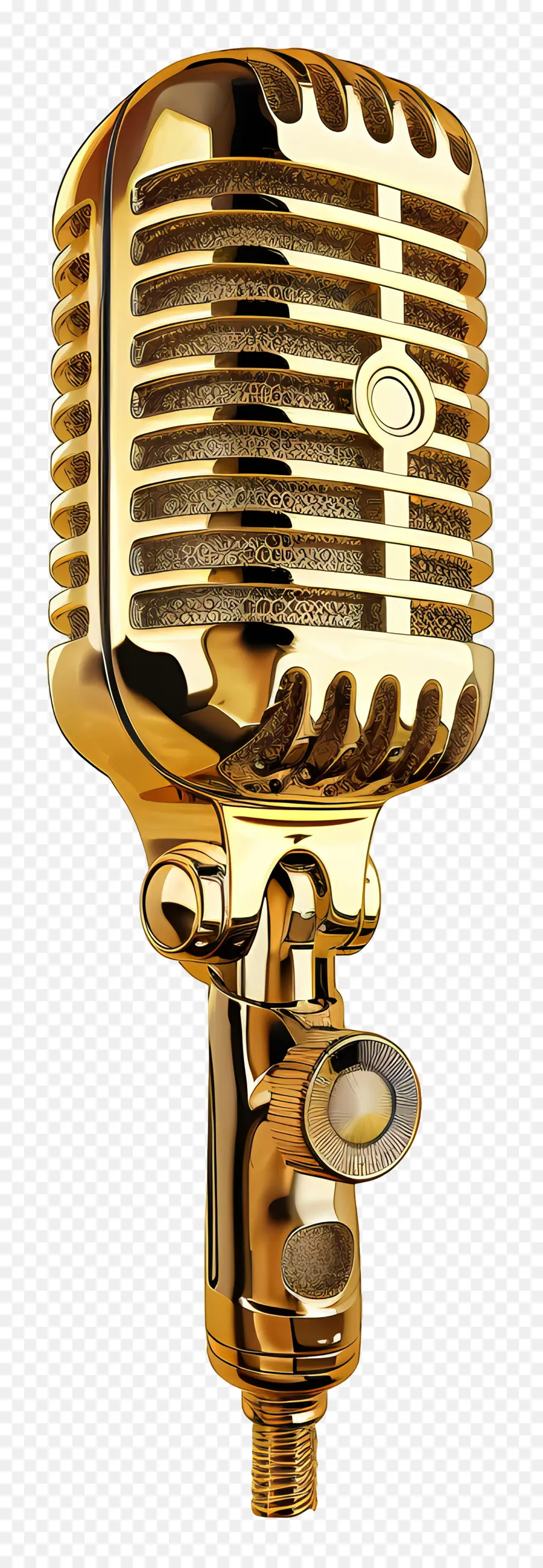 Золотой микрофон，Металлический микрофон PNG