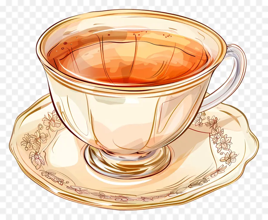 чашка чая，Винтажная чайная чашка PNG