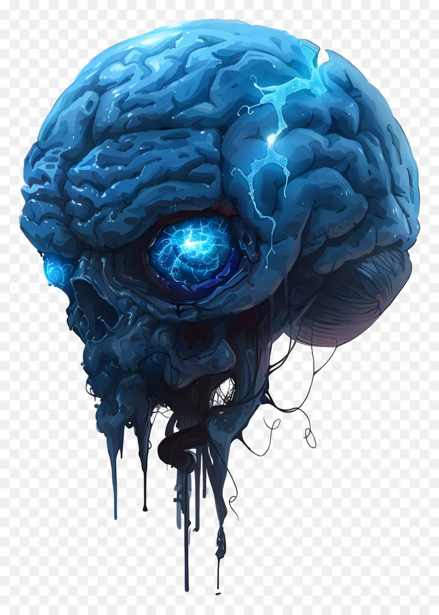 голубой мозг，иллюстрация мозга PNG