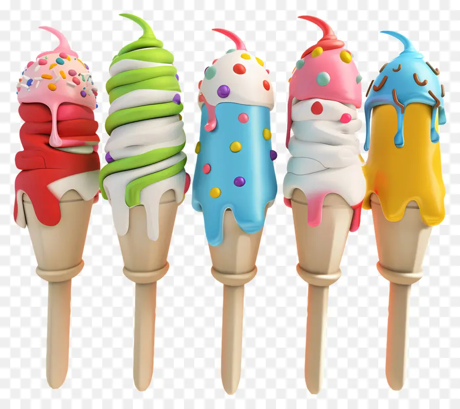 приклейте мороженое，Ice Cream Cones PNG