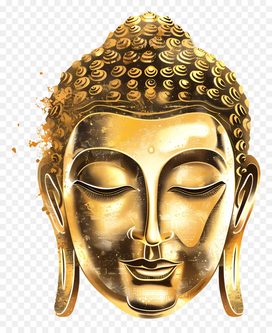 Будда лицо，Золотая голова Будды PNG