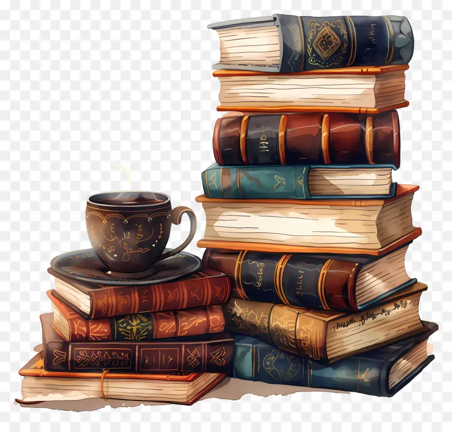 книги，кофе PNG