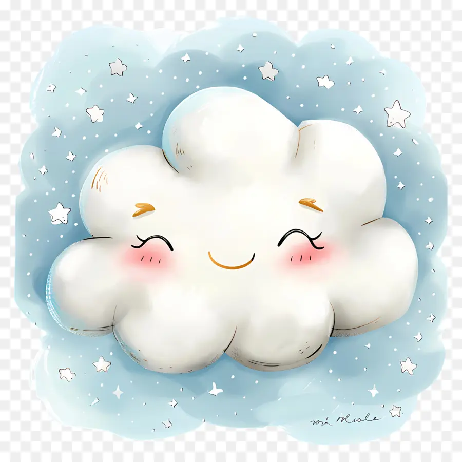мультипликационное облако，улыбающееся лицо PNG