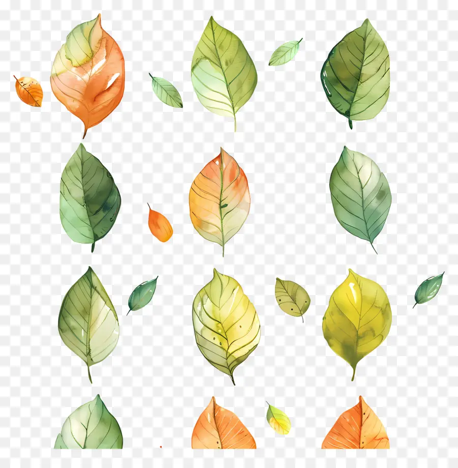 акварельные листья，листья PNG