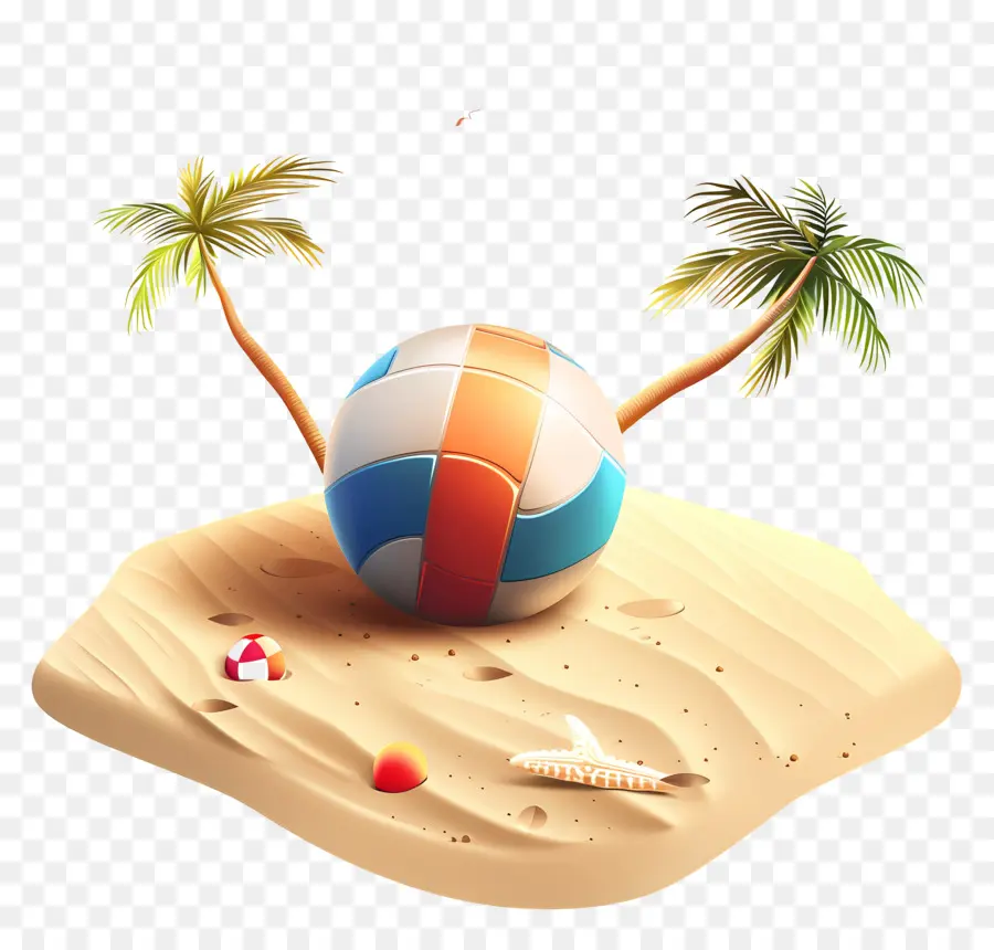 Пляжный волейбол，пальмы PNG