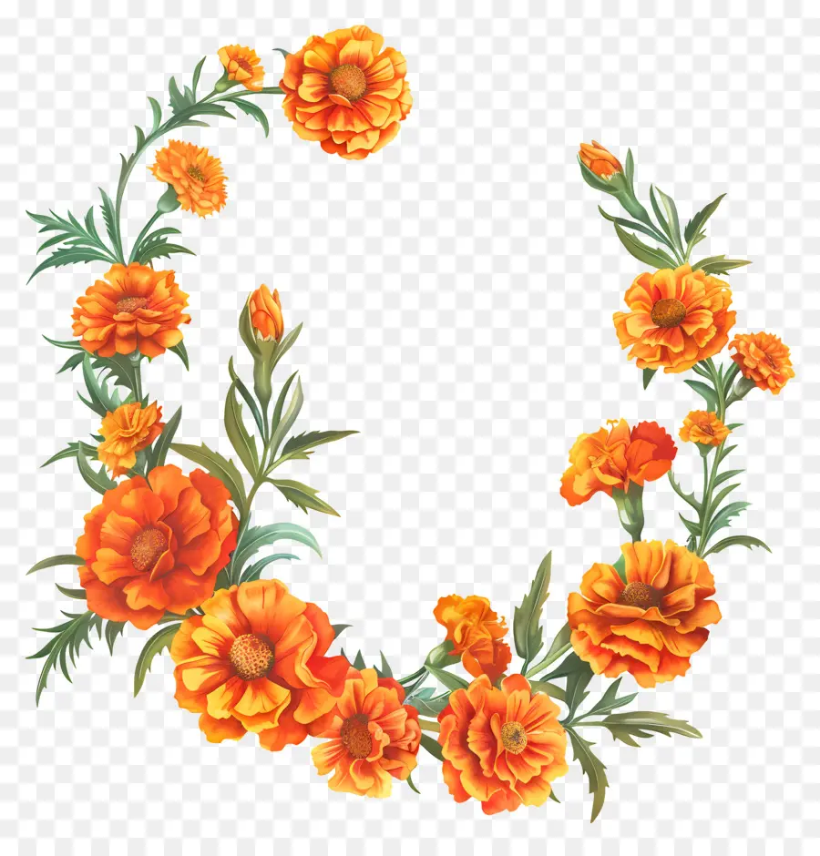 Колигажный цветок Торан，Оранжевый венок PNG