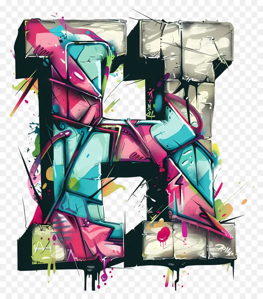 Буква H，Граффити PNG