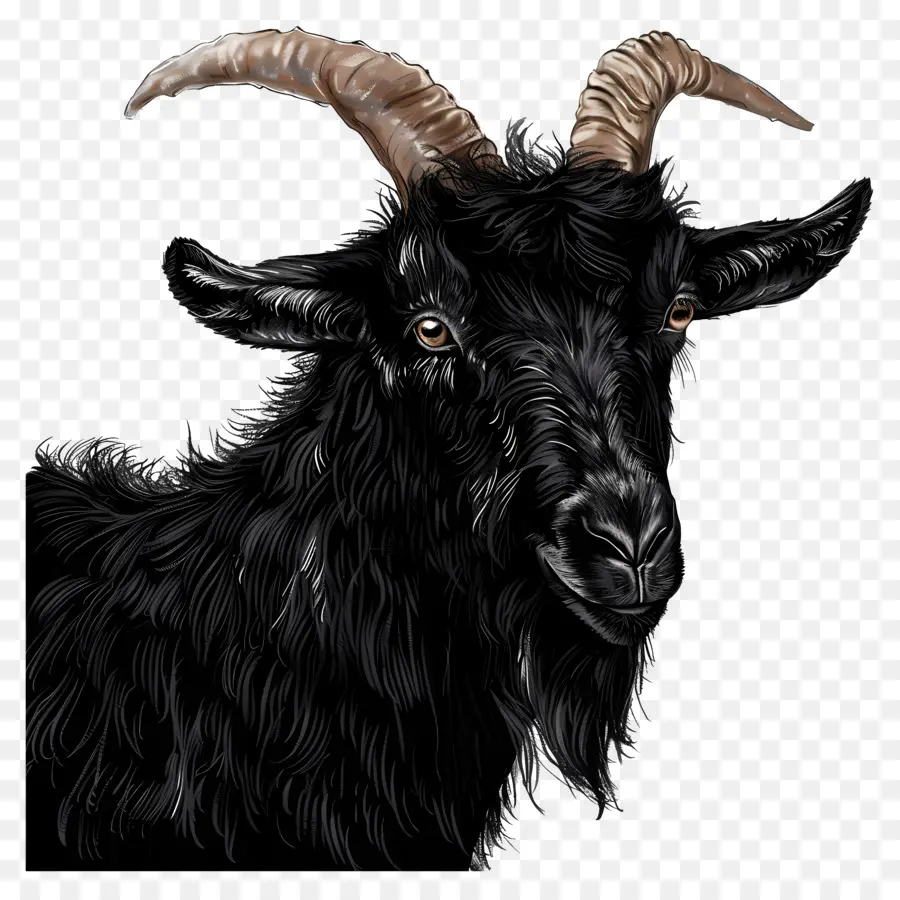 Черный коз，Кудрявые рога PNG