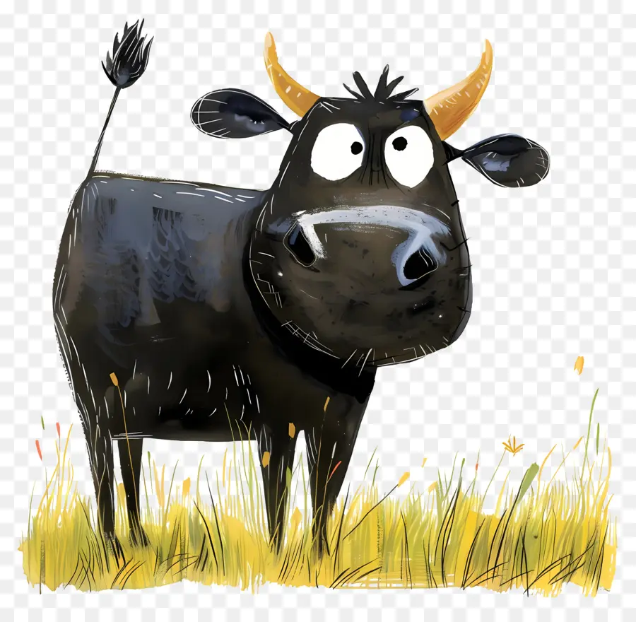 Черная корова，Поле PNG