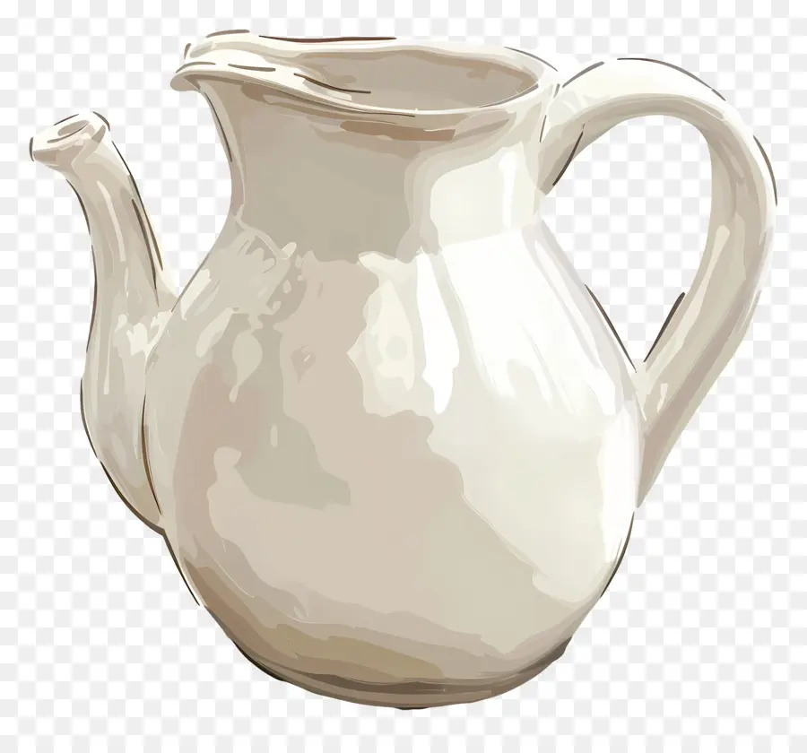 молочник，Белый фарфоровый чайник PNG
