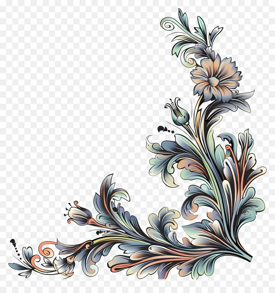 пограничный лист，Floral Pattern PNG