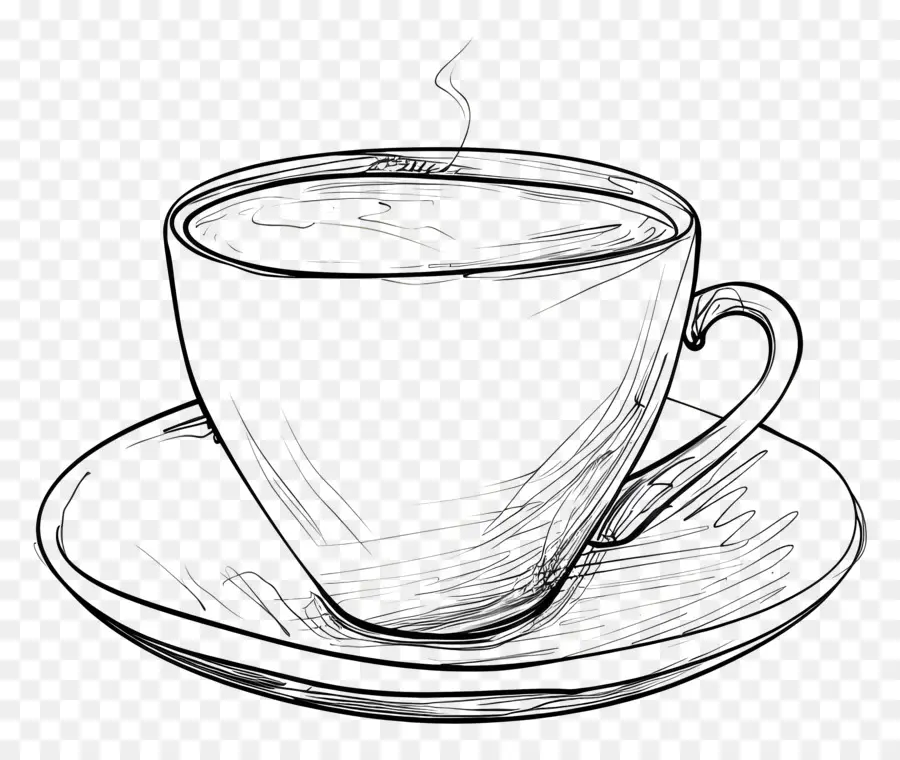 чашка кофе наброски，Черная чашка PNG