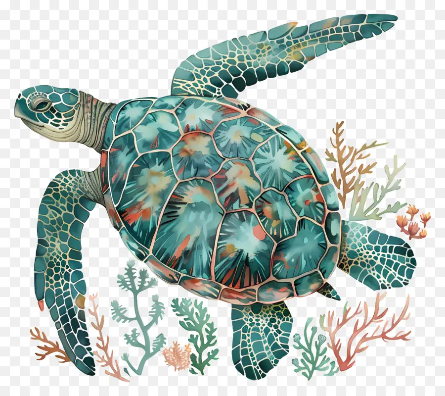 Морская черепаха，зеленая черепаха PNG