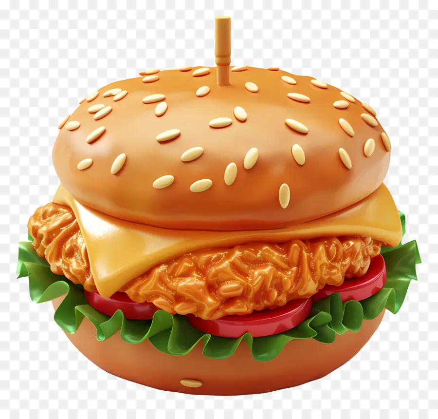 куриный бургер，Гамбургер PNG