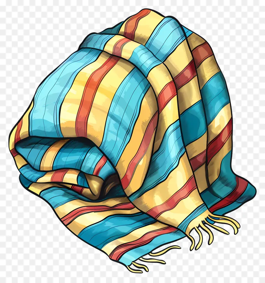 Blanket，синий и желтый полосатый полотенце PNG