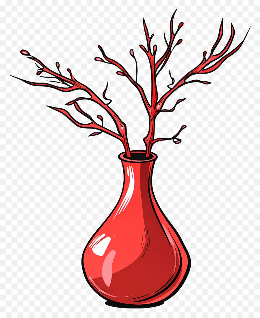 красная ваза，живопись PNG