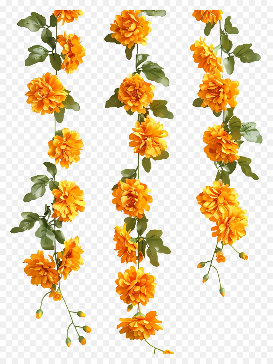 Наготовая Гарленда，желтые цветы PNG