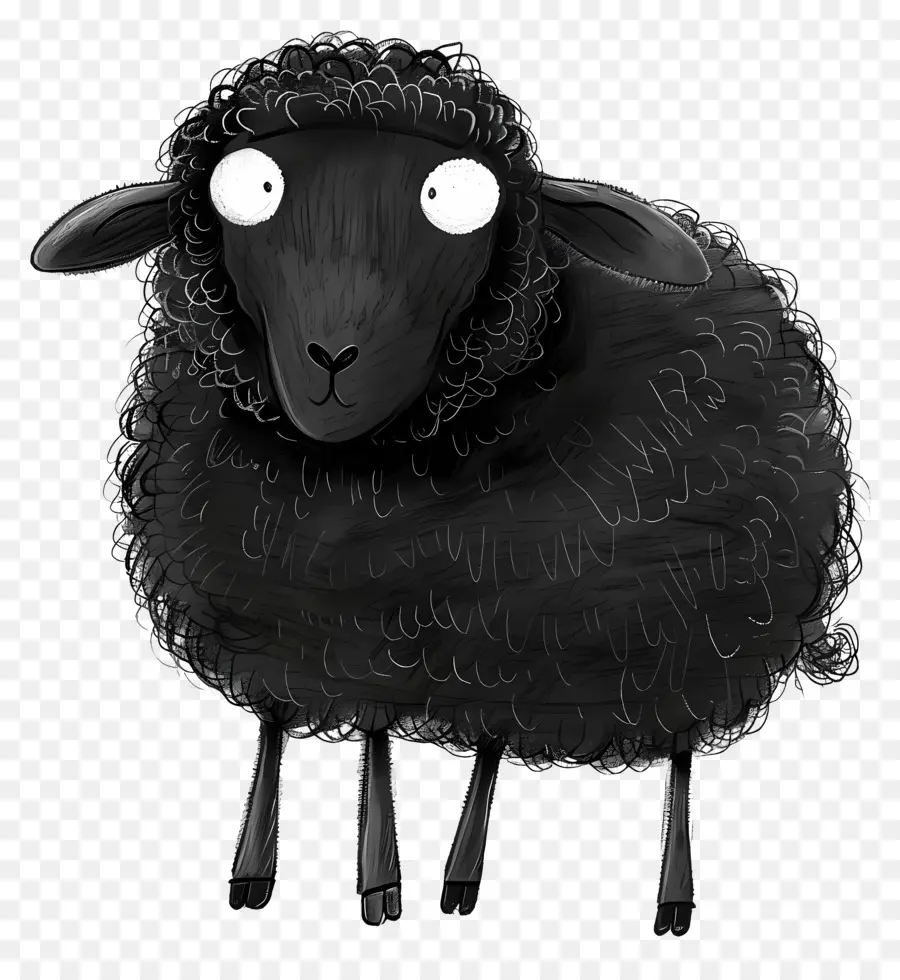 Черная овца，мохнатые волосы PNG