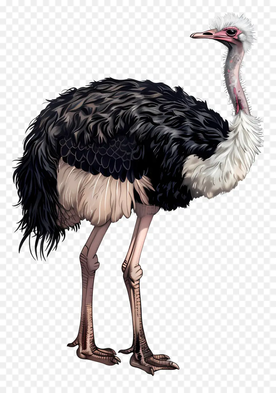 страус，Черные перья PNG