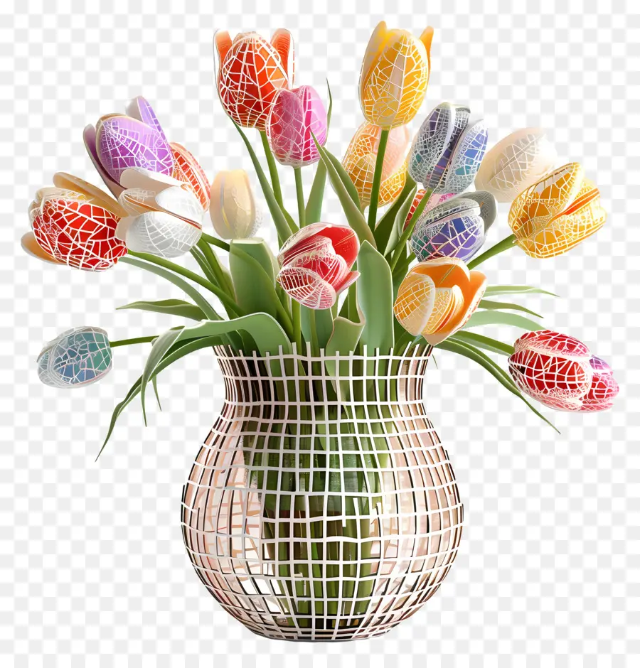 ваза с тюльпанами，тюльпаны PNG