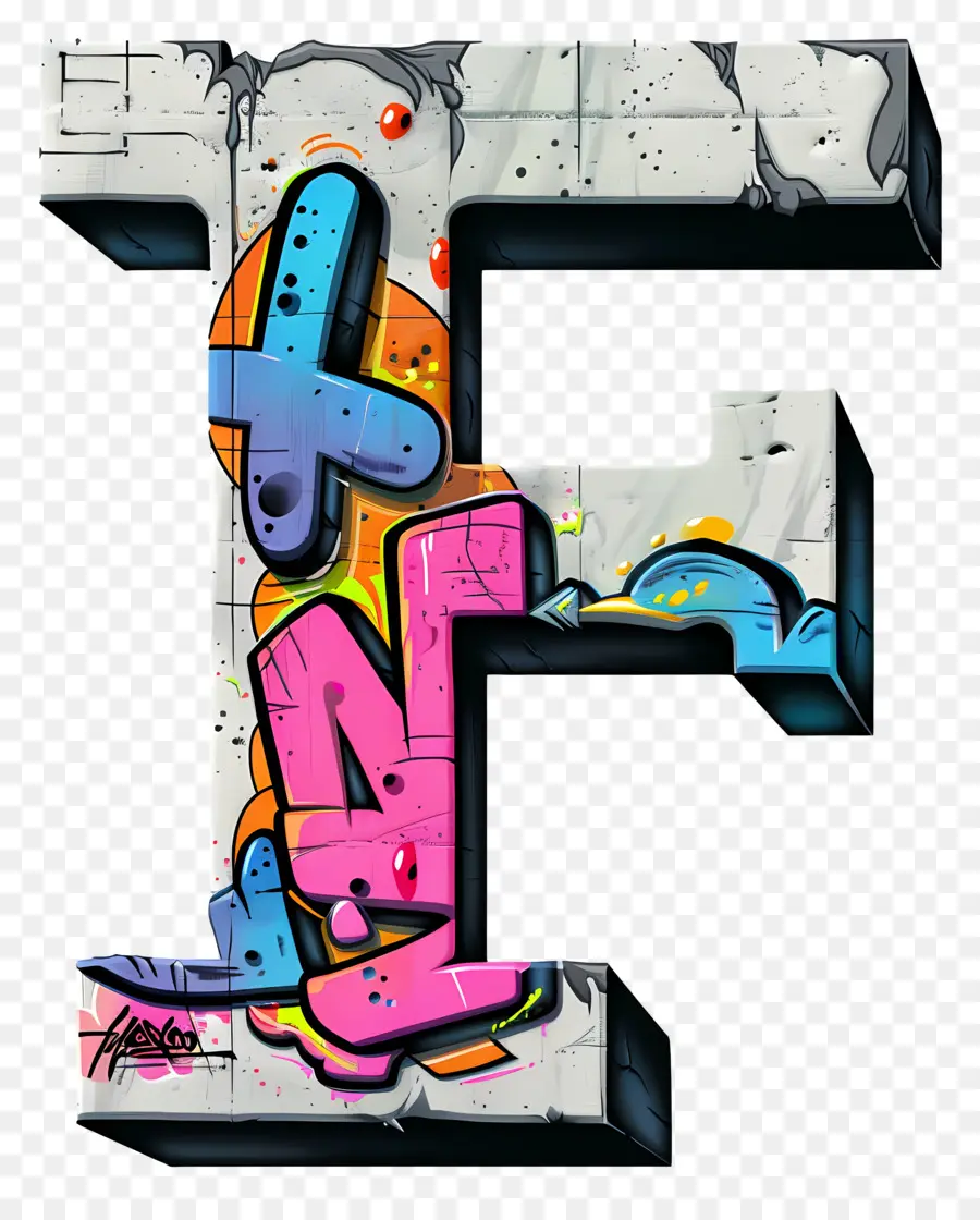 буква F，граффити алфавит PNG