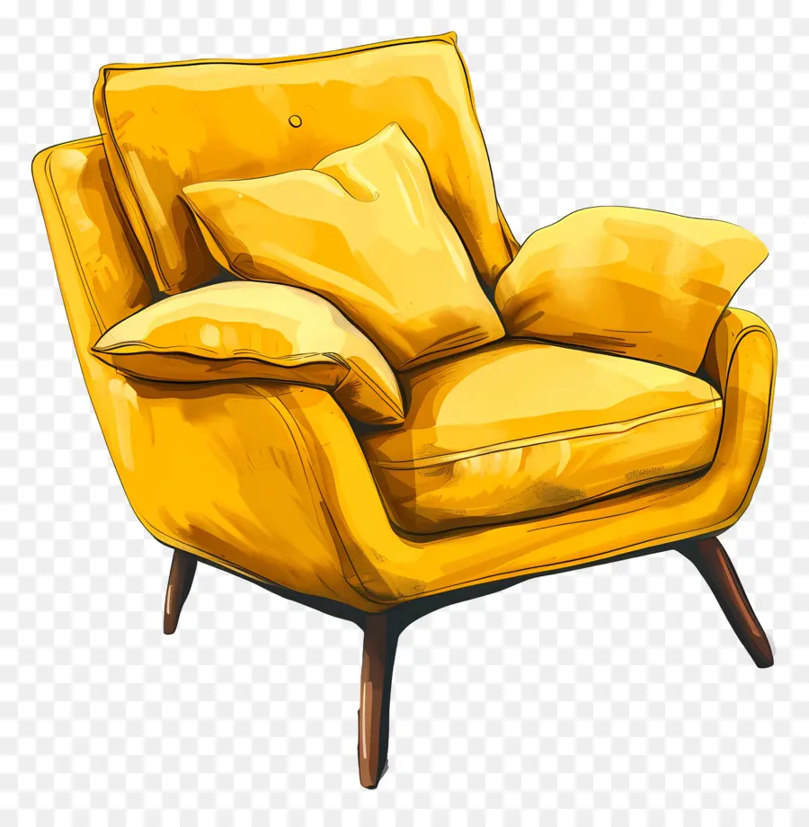 желтое кресло，подушки PNG