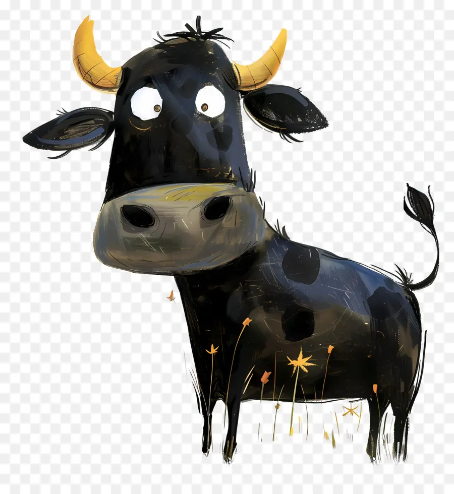 Черная корова，Cartoon Cow PNG