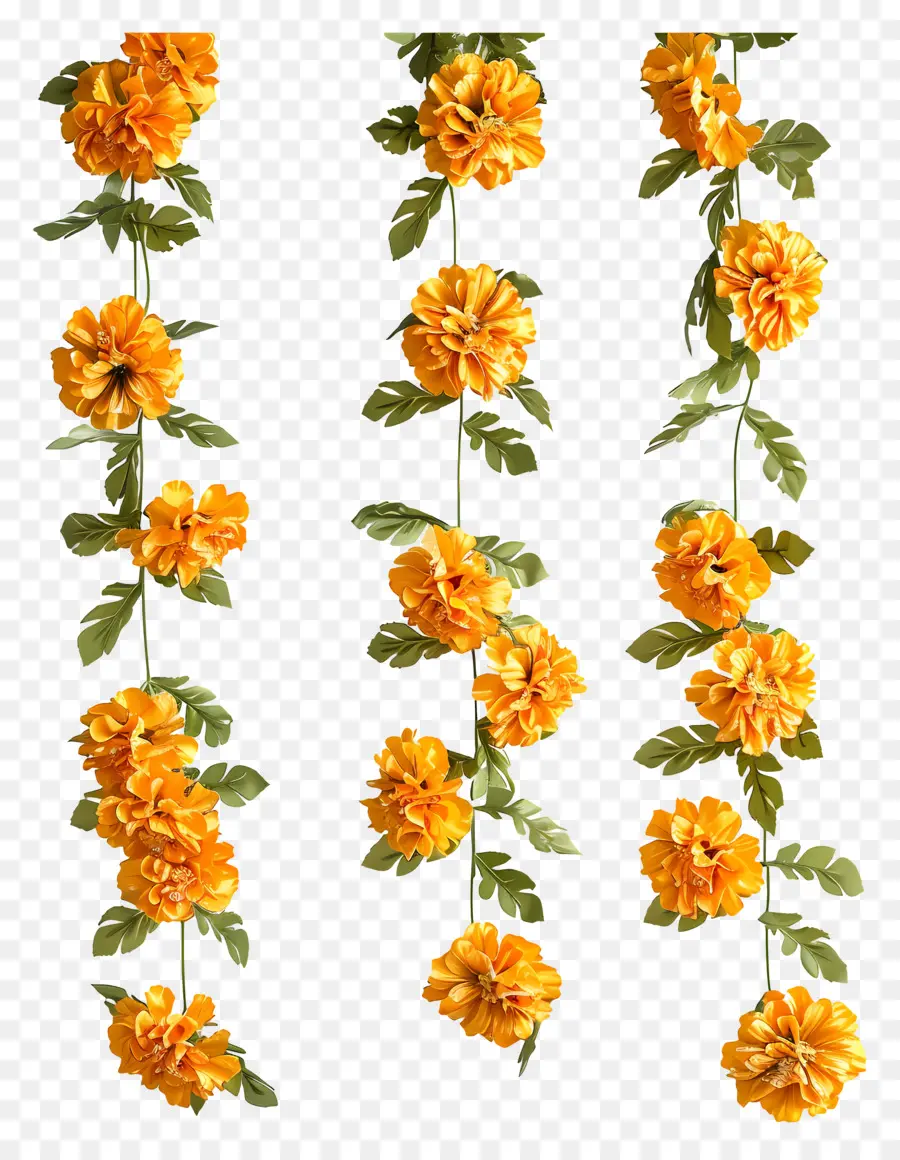 Наготовая Гарленда，оранжевые цветы PNG
